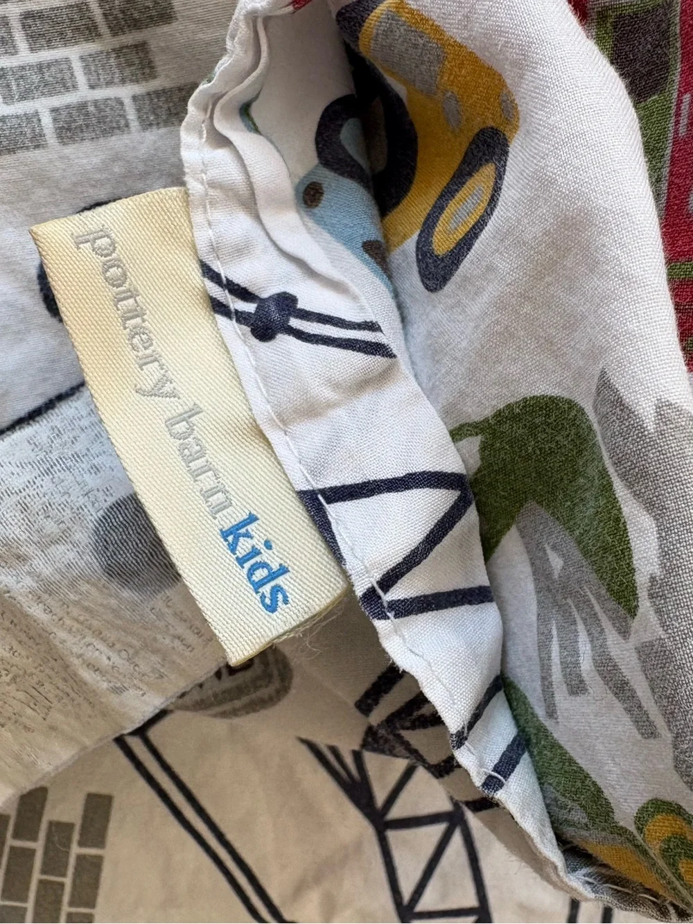 Pottery Barn Kids || Twin Flat Sheet Construction Trucks Diggers Detour